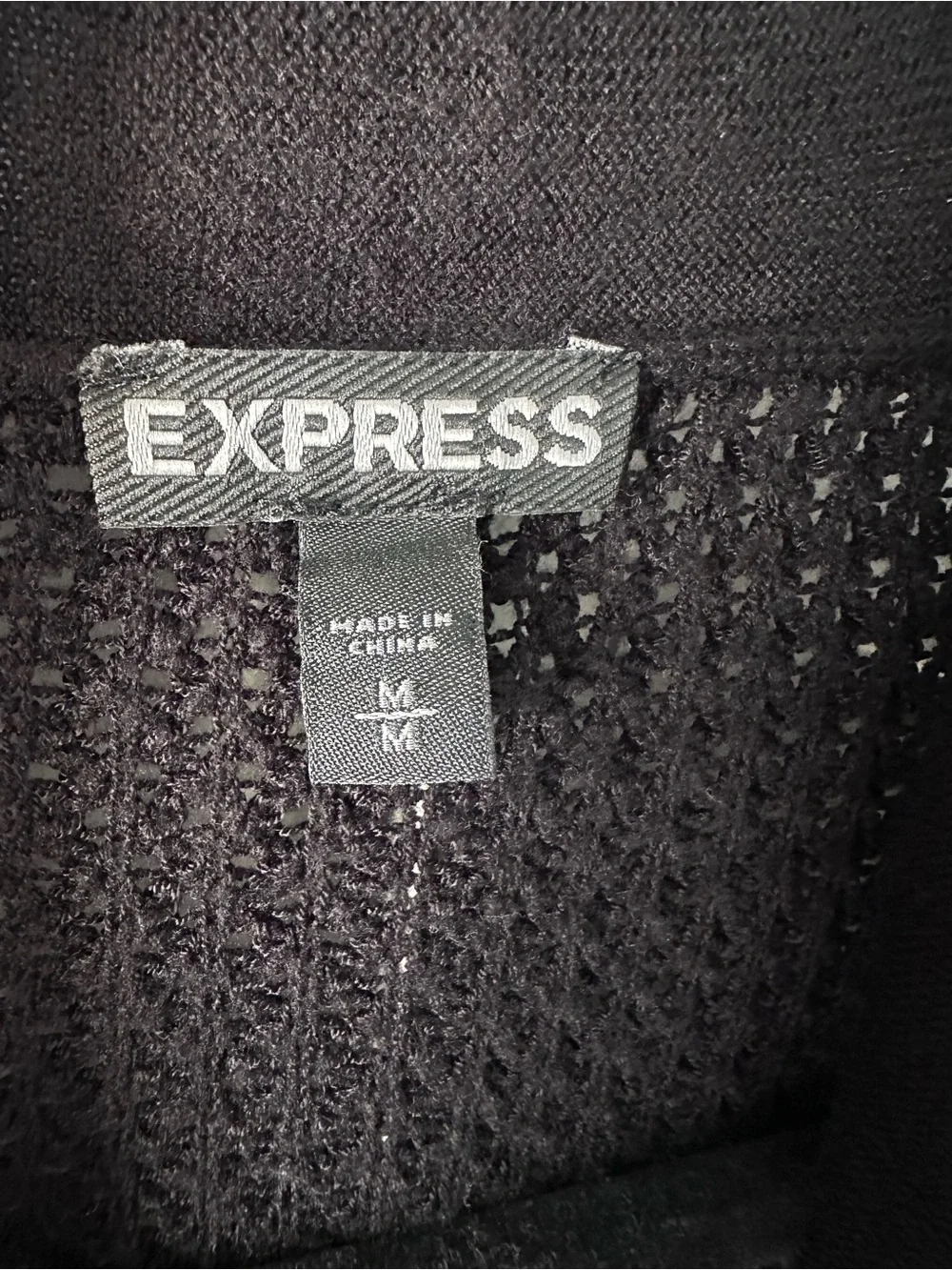 Express Black Open-Front Knit Cardigan with Draped Collar